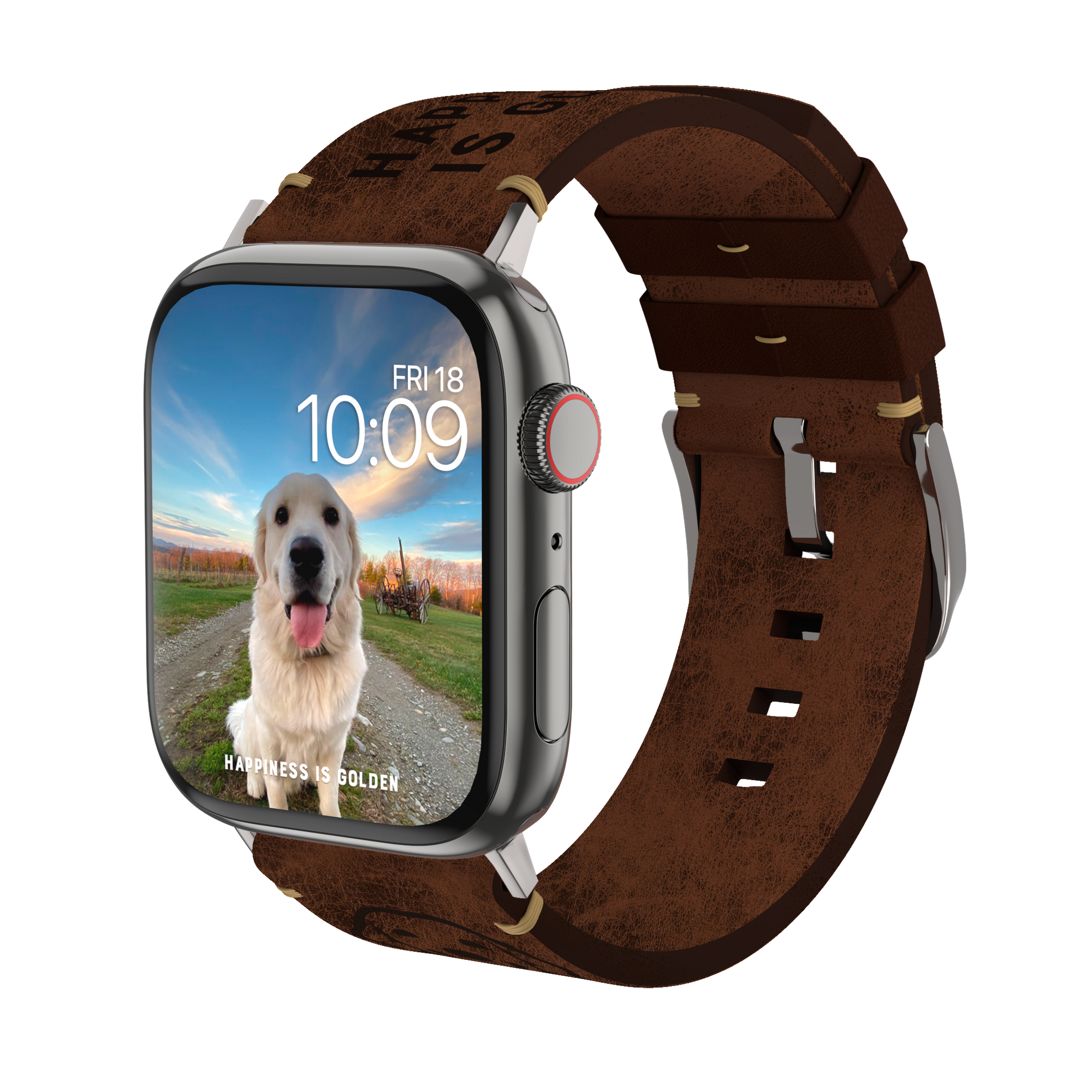 Happiness Is Golden Leather Watchband - Apple Watch