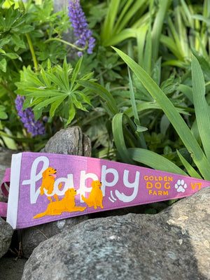 happy of goldens felt pennant at golden dog farm