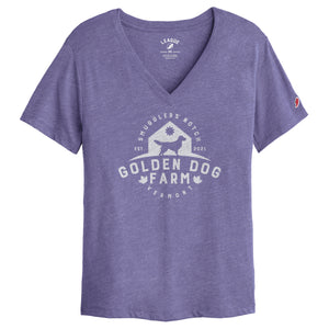 Women's V-Neck Golden Dog Farm Logo Tee