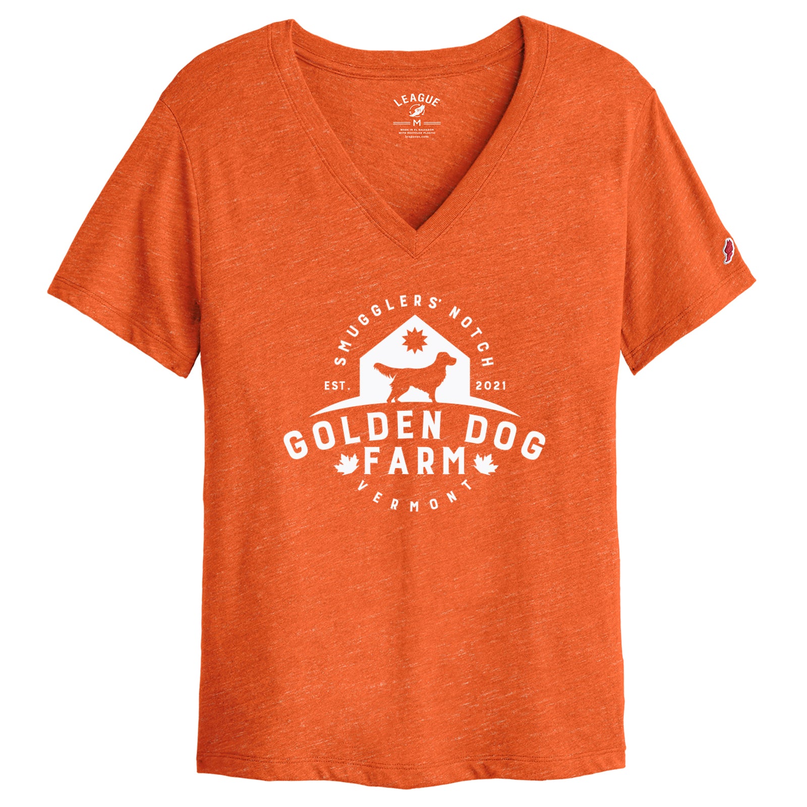 Women's V-Neck Golden Dog Farm Logo Tee