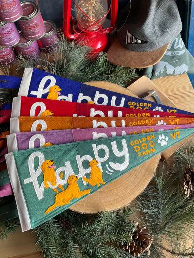 happy of goldens felt pennant golden dog farm