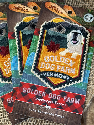 iron on golden dog farm patch