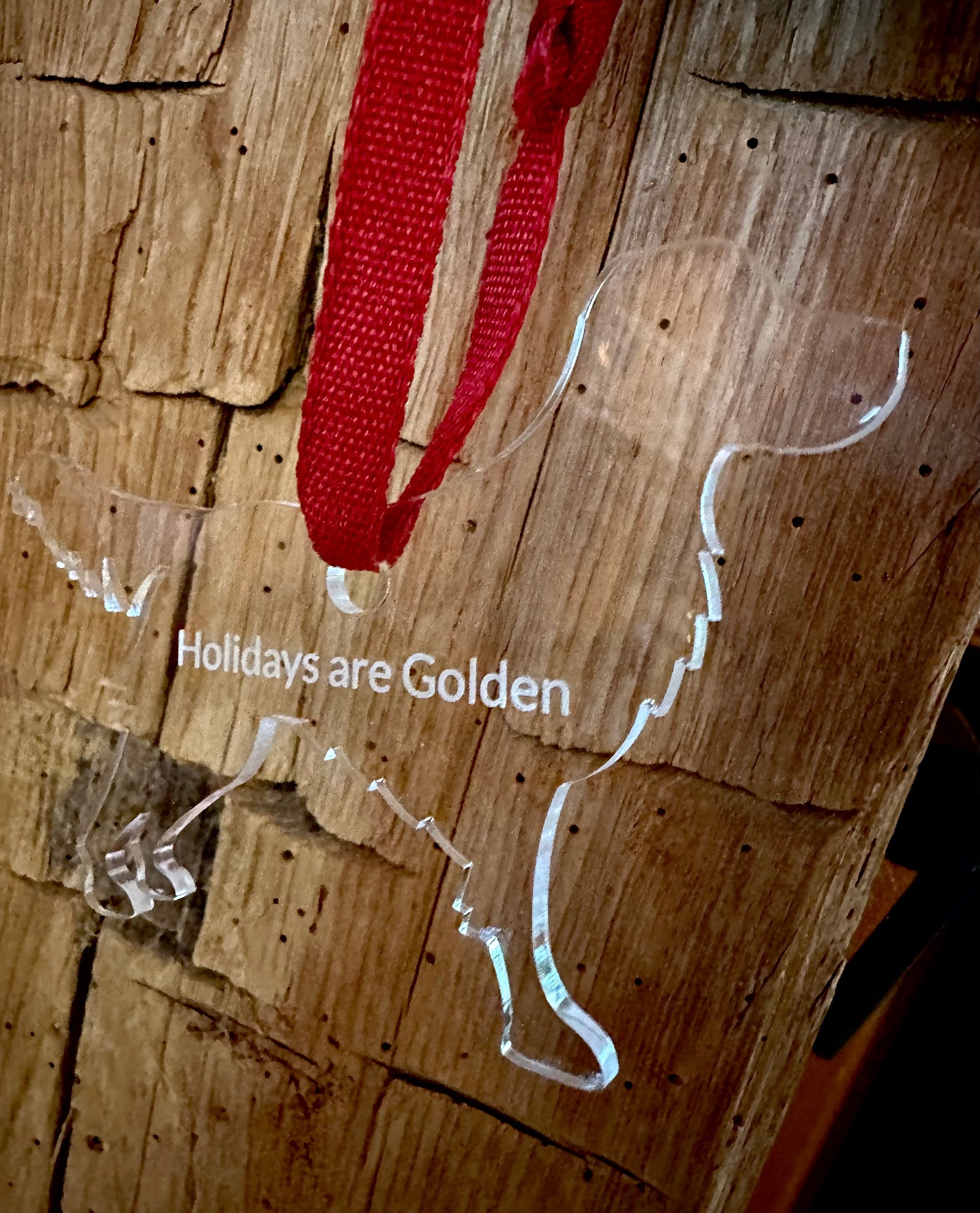 Clear Acrylic Golden Retriever Ornament/Gift Tag