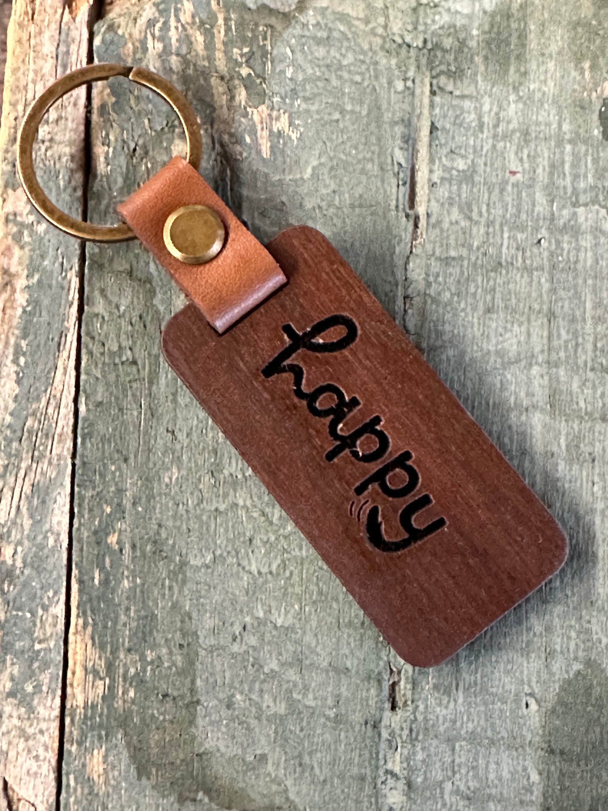 Keychains Happy Happy Keychain - Golden Dog Farm LLC