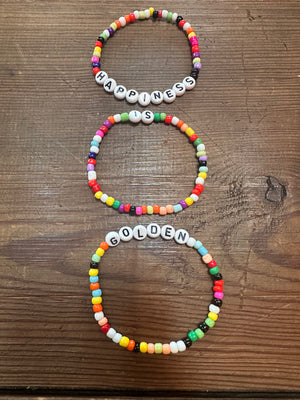 Beaded Happiness is Golden Stacked Bracelet Set