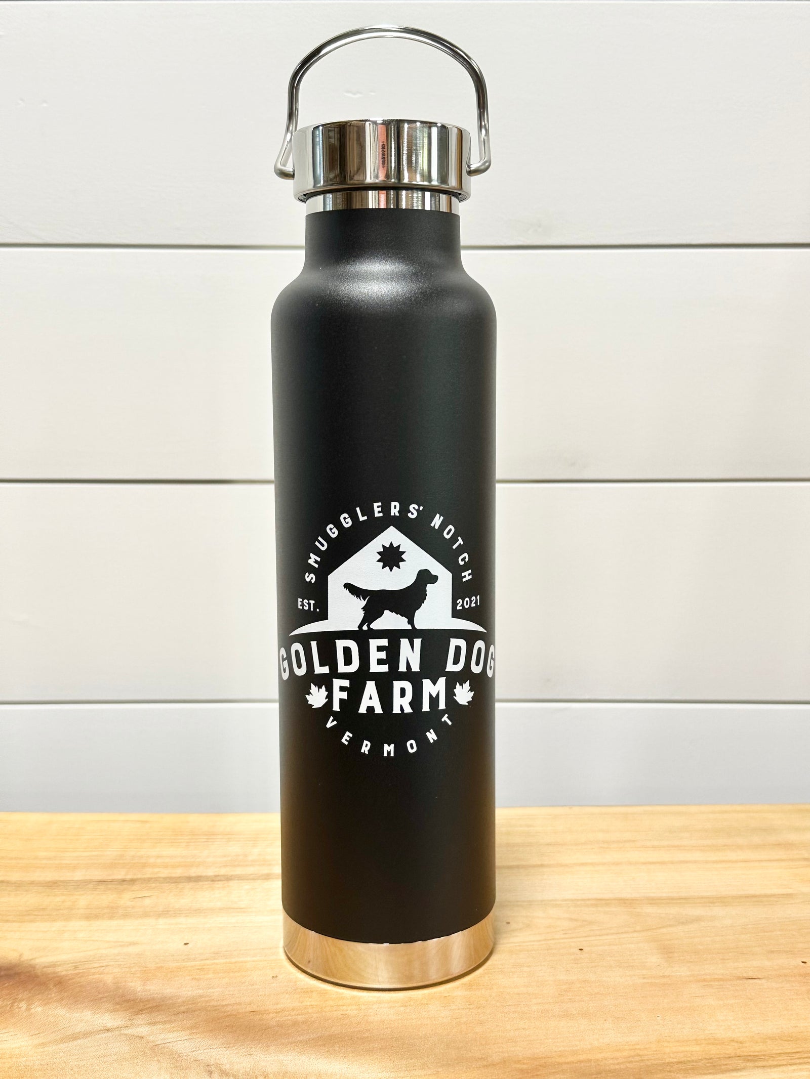 golden dog farm insulated water bottle