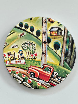 Farm Mural Ceramic Coaster Set