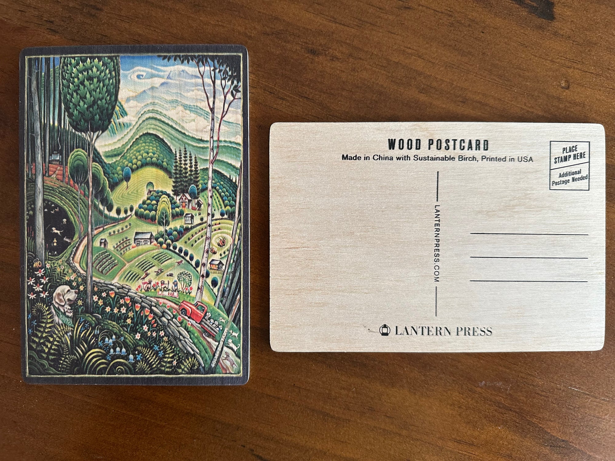 Farm Mural Wood Postcard x Lantern Press