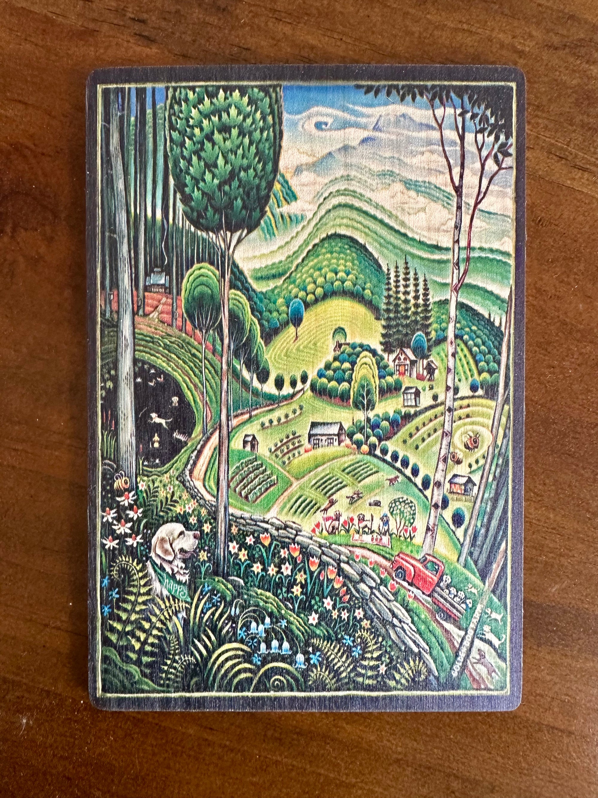 Farm Mural Wood Postcard x Lantern Press - Golden Dog Farm LLC