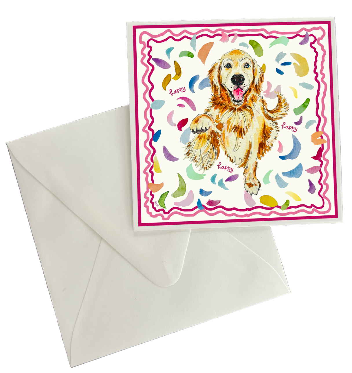 Illustrated Happy 5"x5" Card