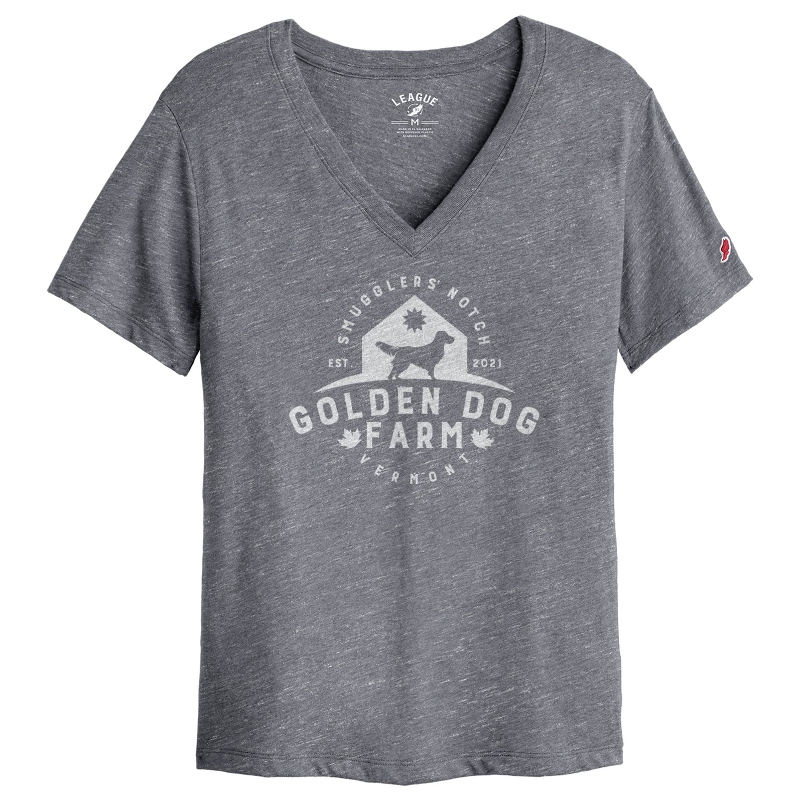 Women's V-Neck Golden Dog Farm Logo Tee